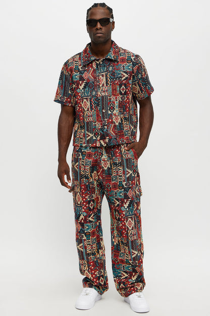 Regular Fit Aztec Full Button Up Shirt - Multi Color