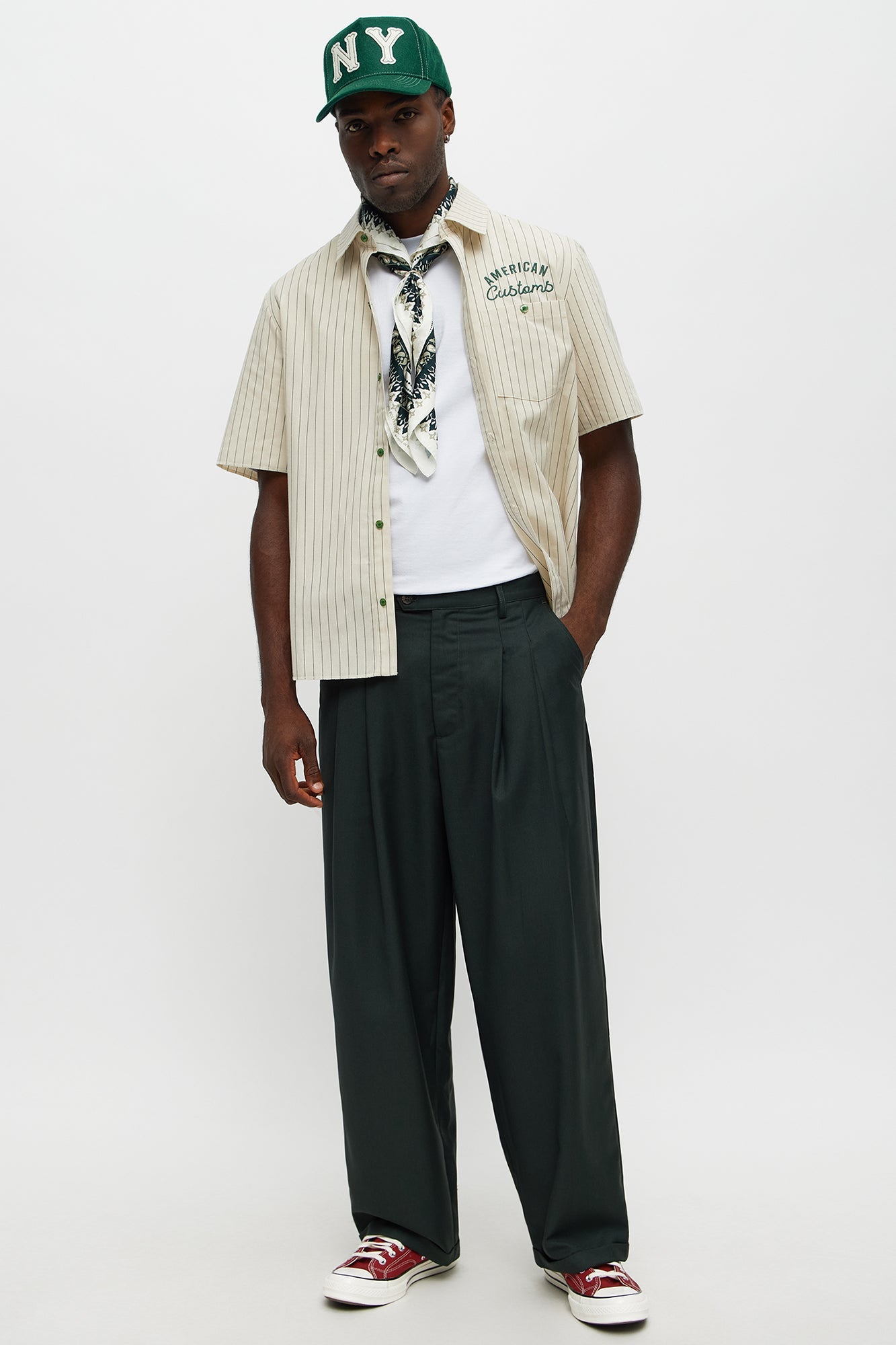 American Customs Raw Hem Mechanic Button Up Shirt - Hunter Green