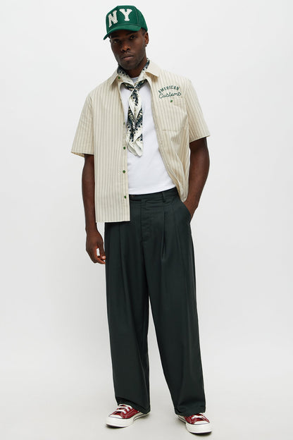 American Customs Raw Hem Mechanic Button Up Shirt - Hunter Green