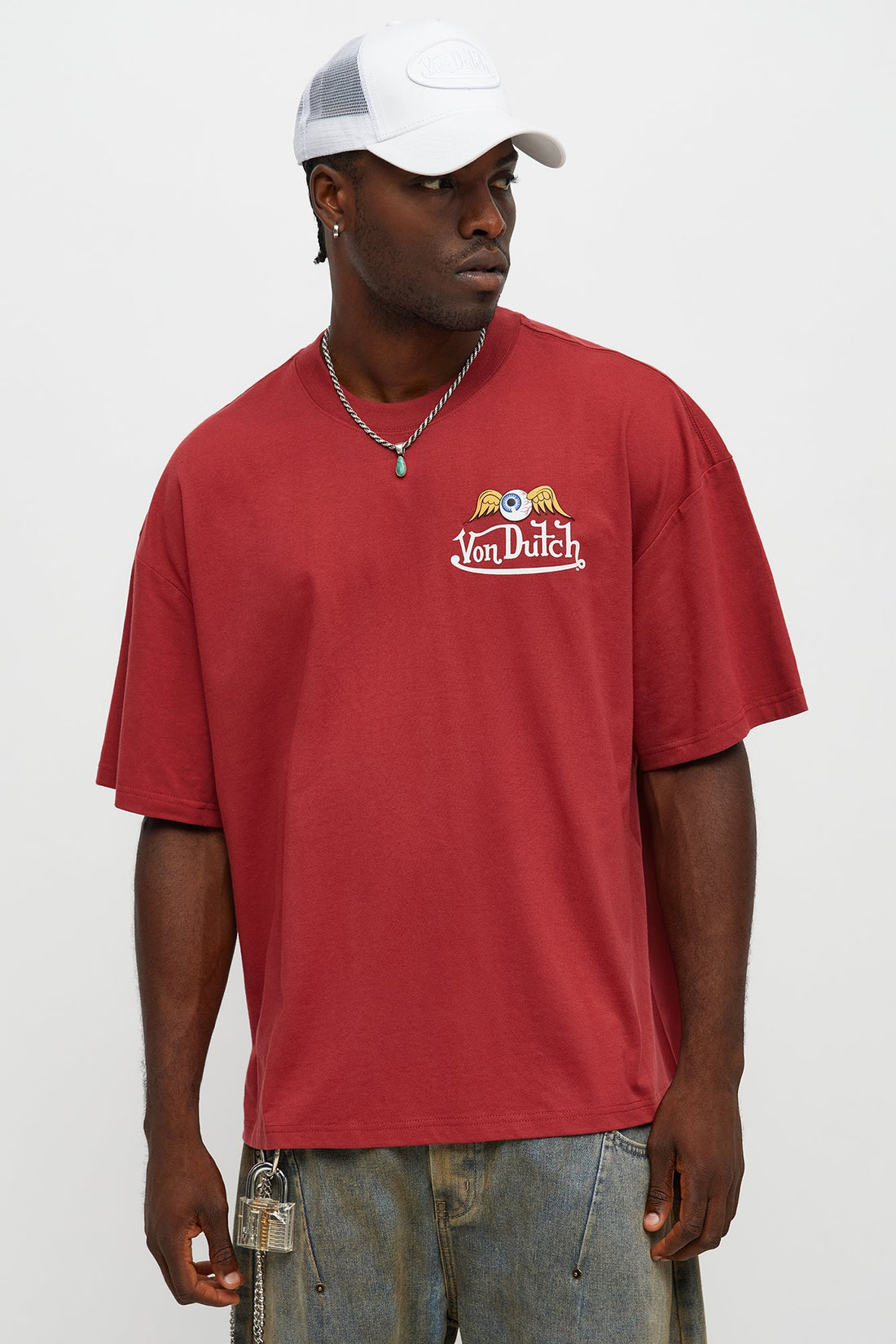 Oversized Von Dutch Signature Tee - Burgundy