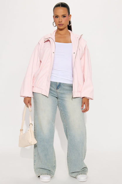 Stella Faux Leather Bomber Jacket - Pink