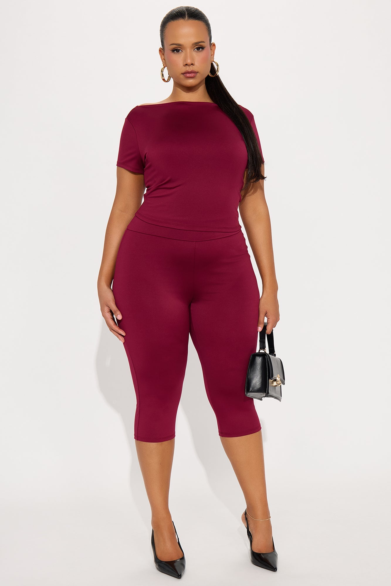 Khloe Capri Pant Set - Wine