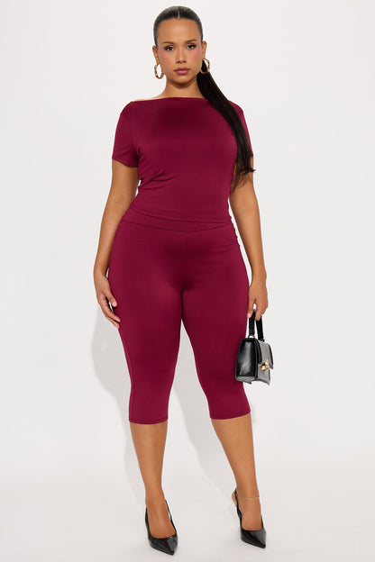 Khloe Capri Pant Set - Wine
