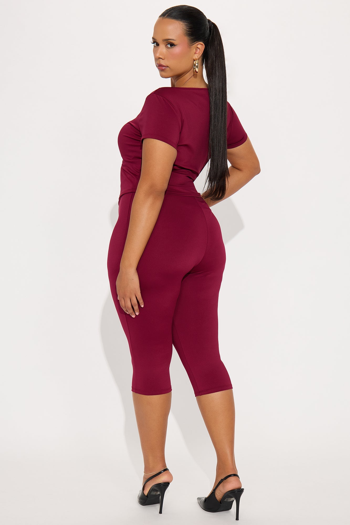 Khloe Capri Pant Set - Wine