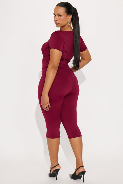 Khloe Capri Pant Set - Wine