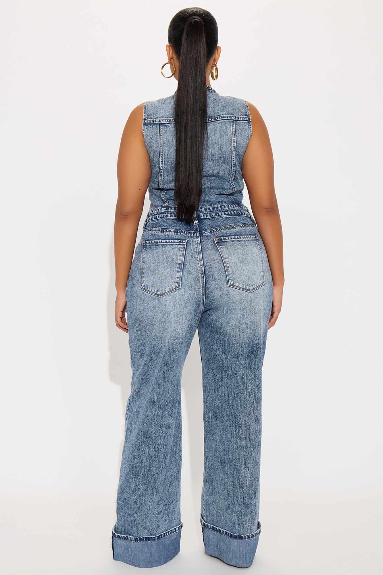 Zenaida Denim Wide Leg Jumpsuit - Medium Wash