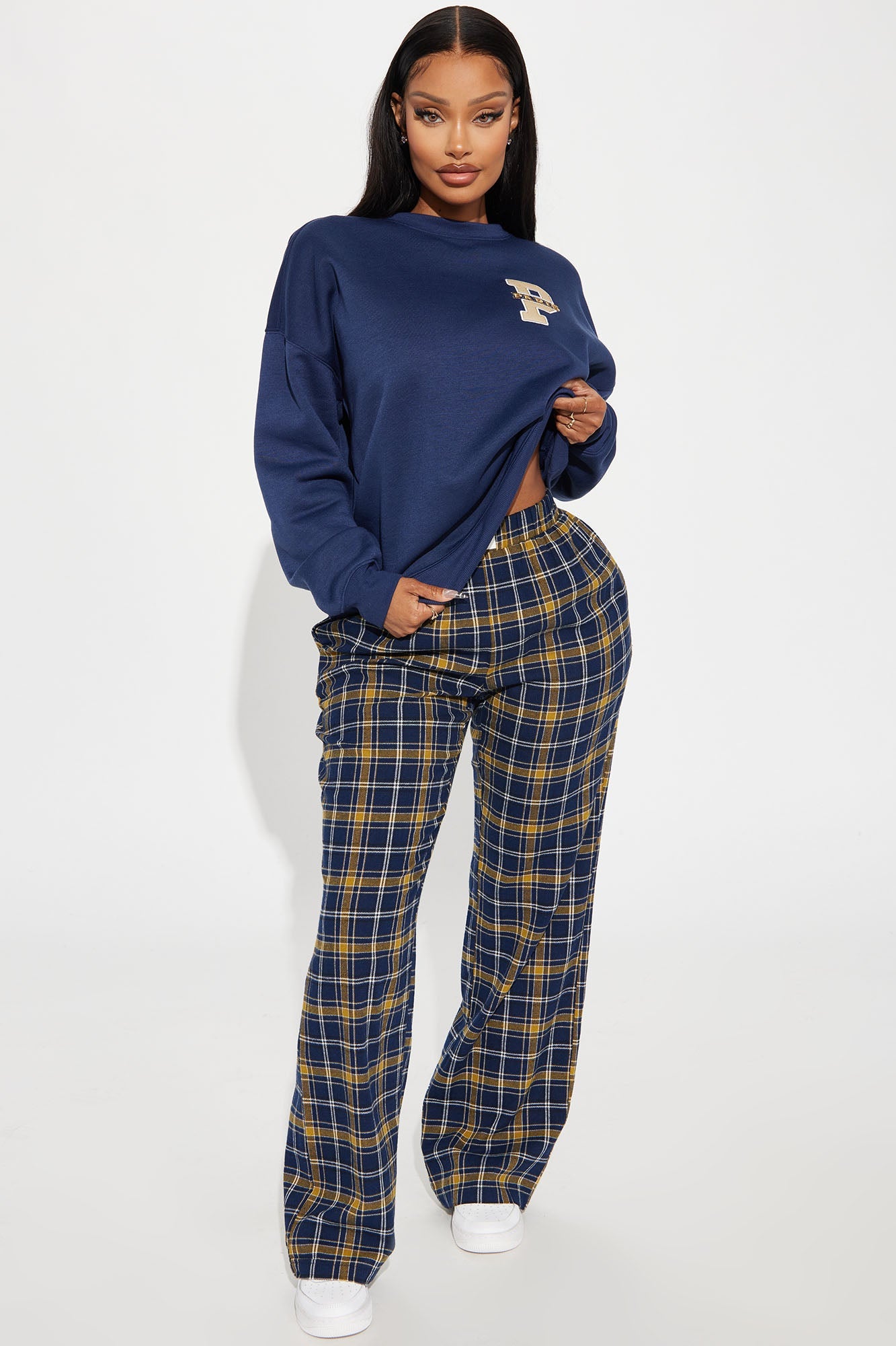Feeling Casual Plaid Boxer Pant - Navy/combo