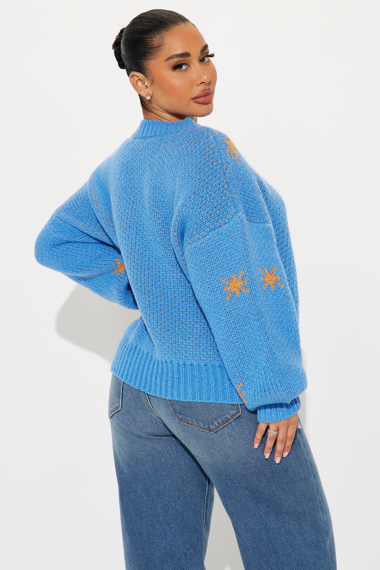 Howdy Cowboy Boot Sweater - Blue/combo