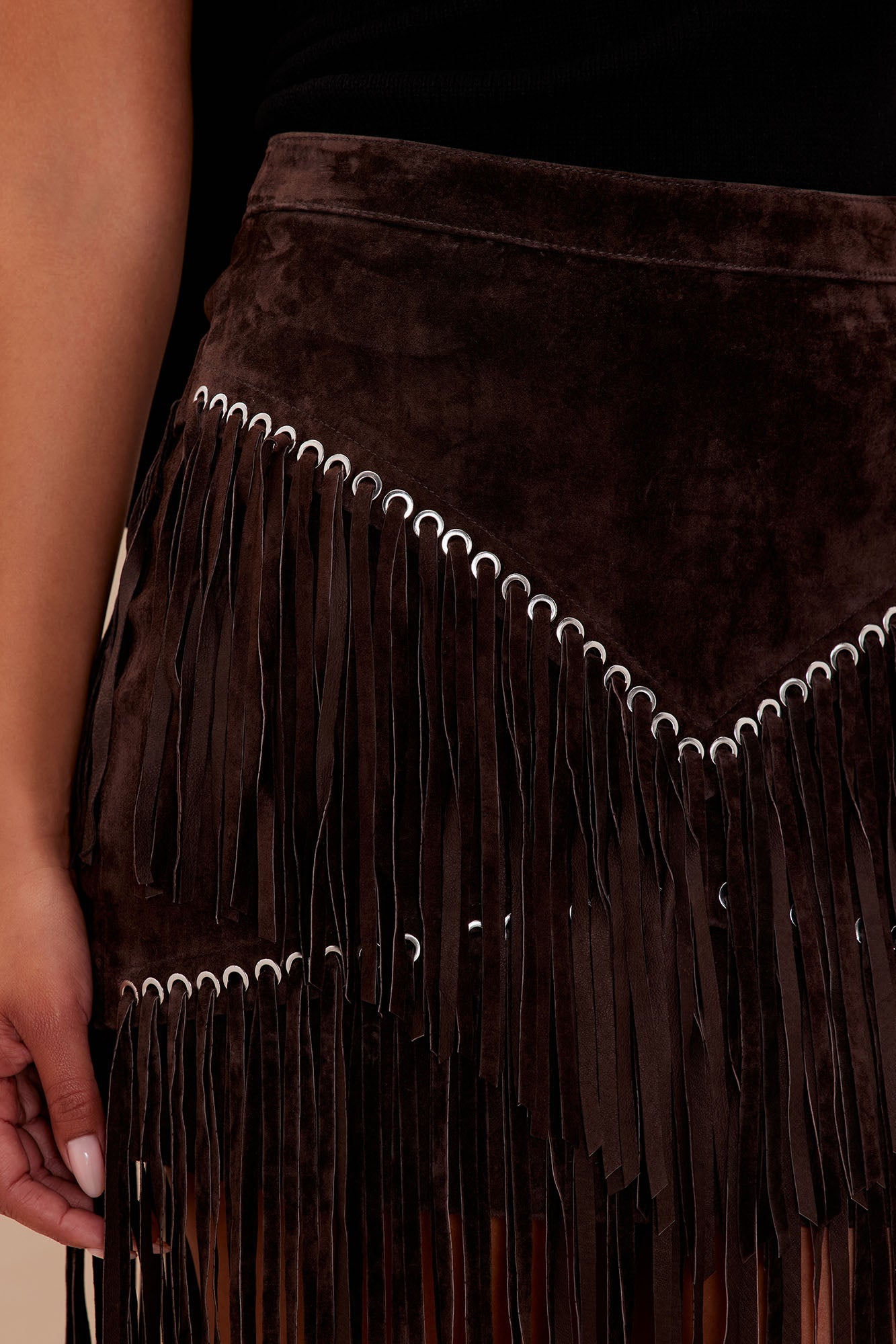 Suede Nashville Mini Skirt - Brown