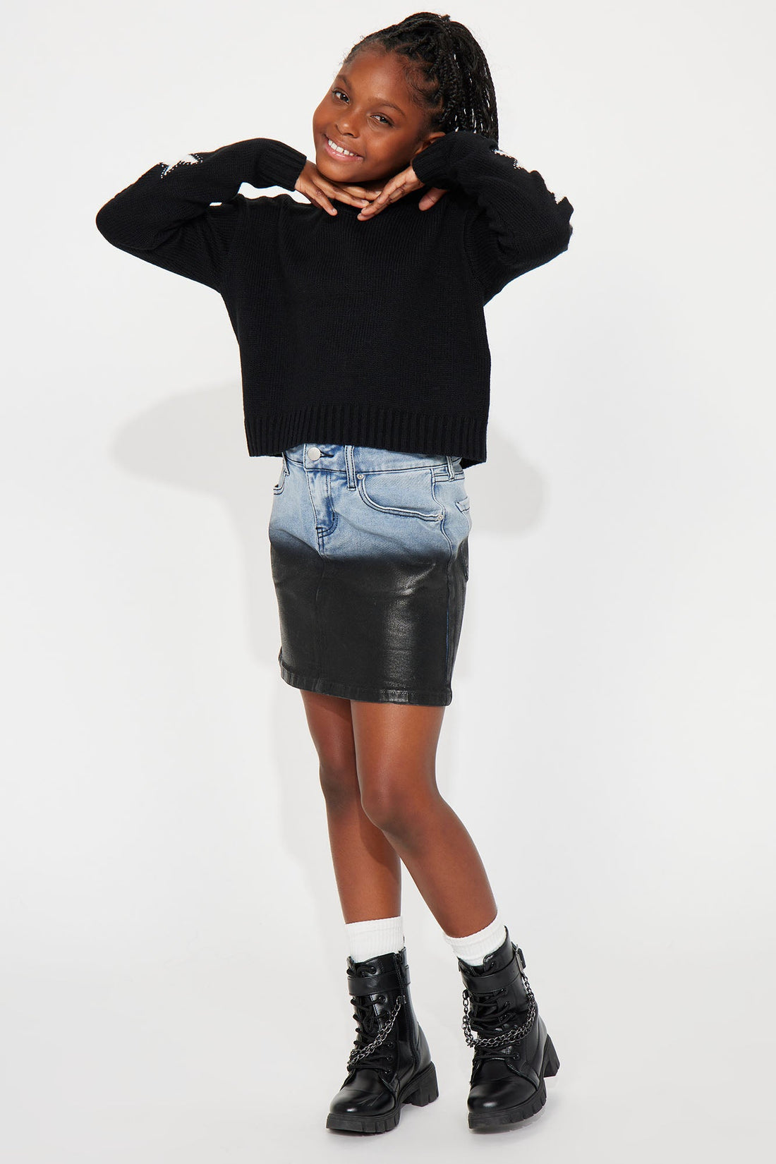 Mini State Of Mind Coated Denim Mini Skirt - Light Wash