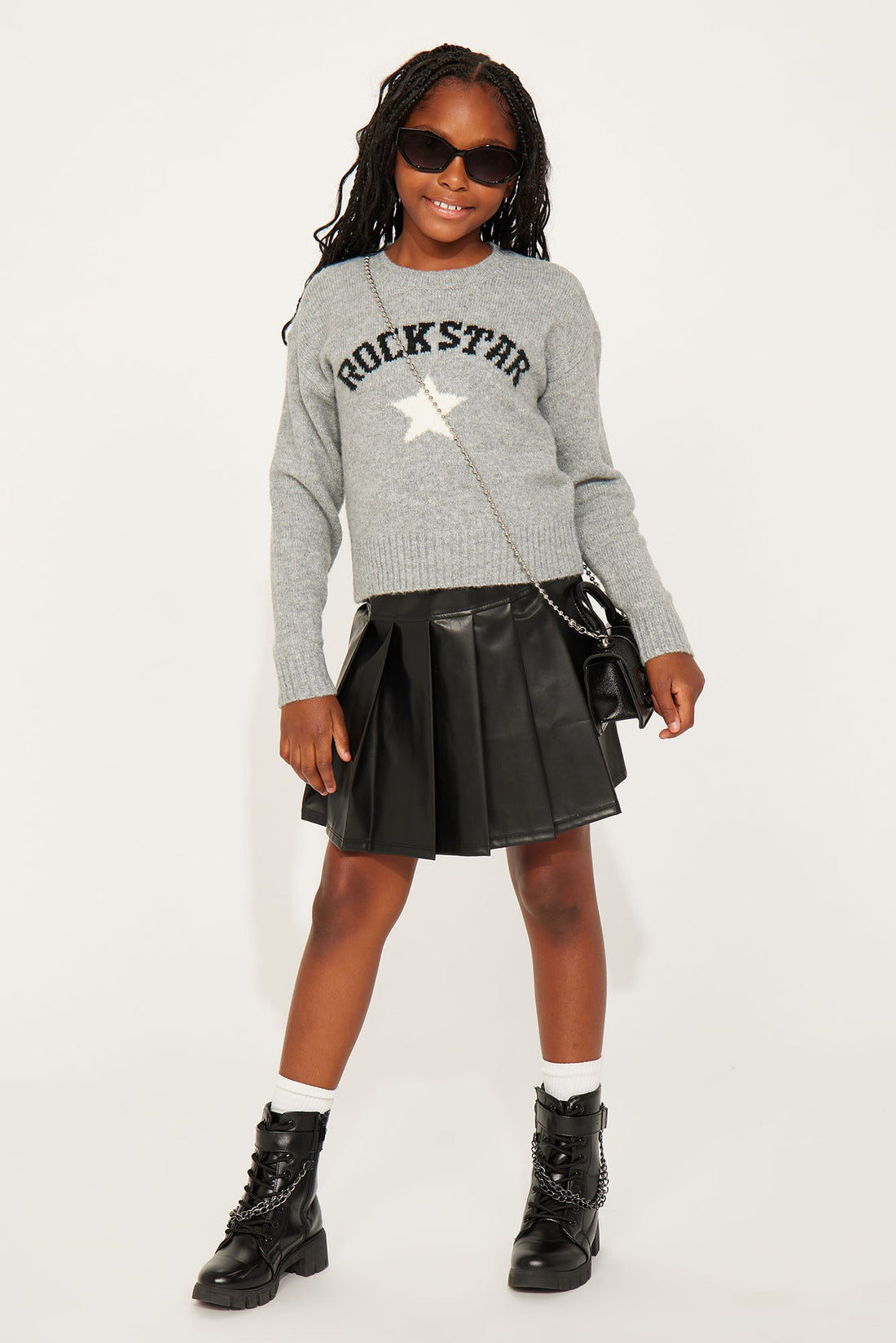 Mini Party Like A Rock Star Pullover Sweater - Grey