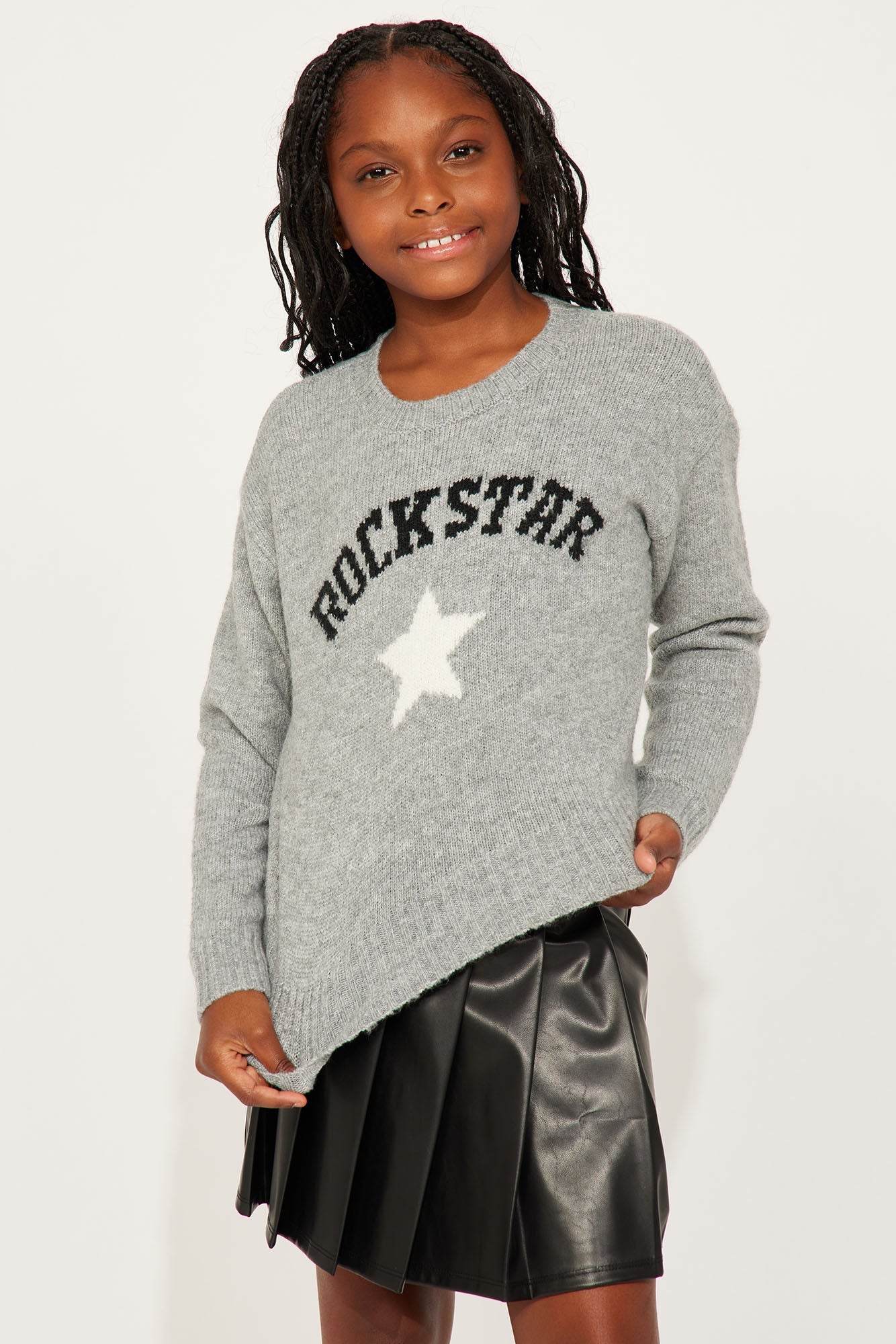 Mini Party Like A Rock Star Pullover Sweater - Grey