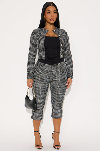 Aurora Tweed Capri Set - Black