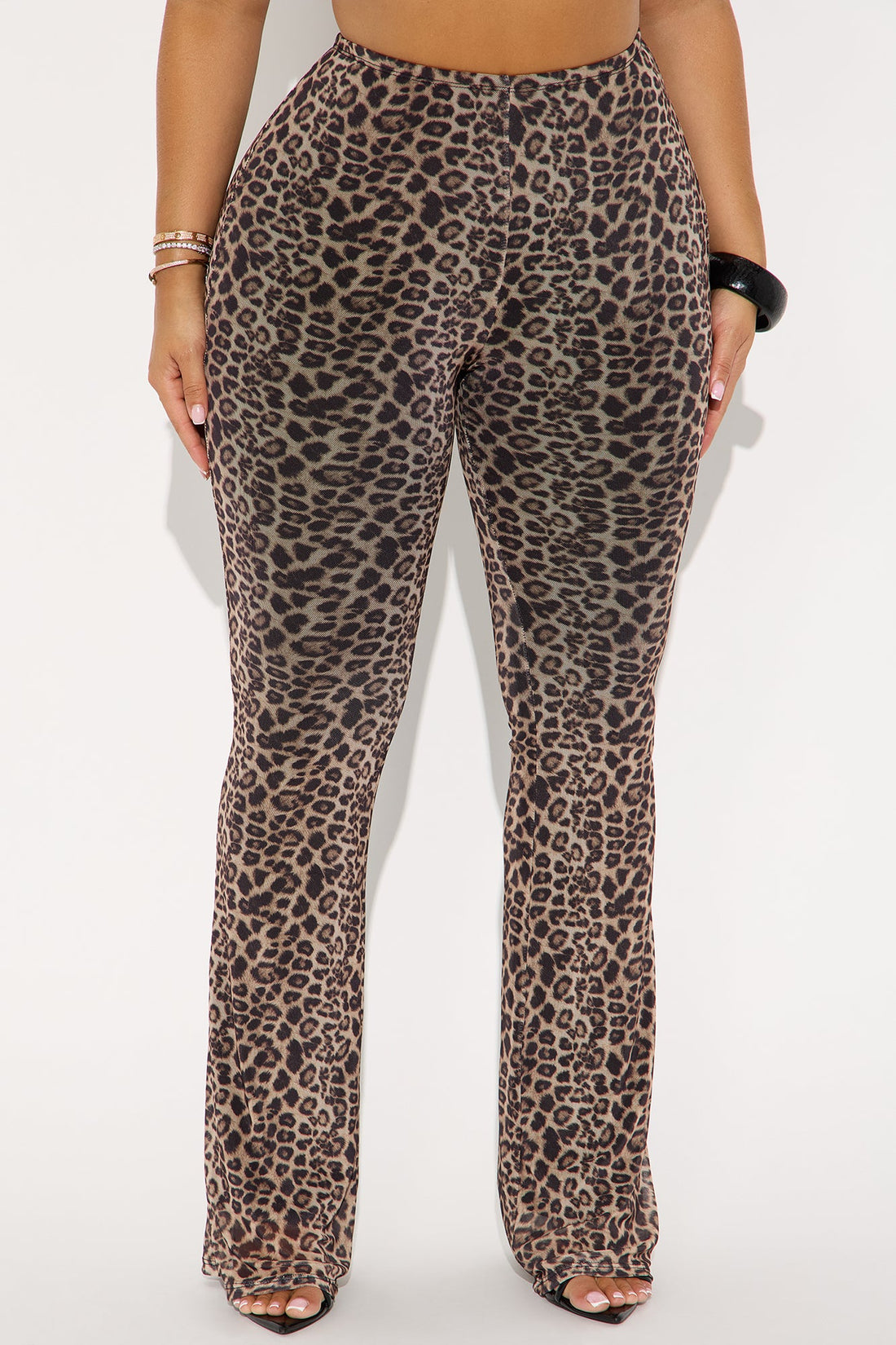 Make Them Chase Leopard Mesh Flare Pant 33″ - Leopard