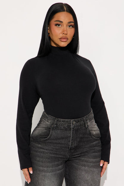 Sabrina Mock Neck Long Sleeve Top - Black