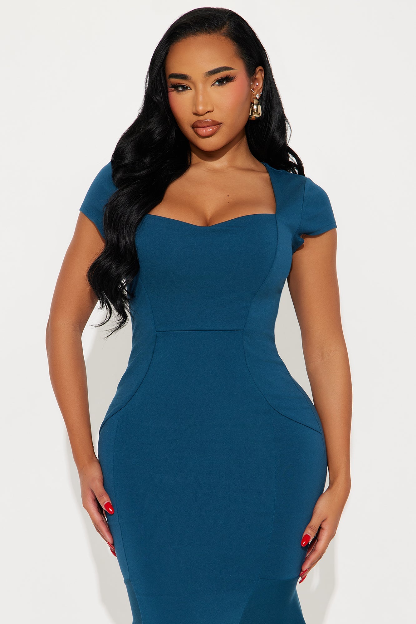 Mabel Mermaid Ponte Midi Dress - Teal