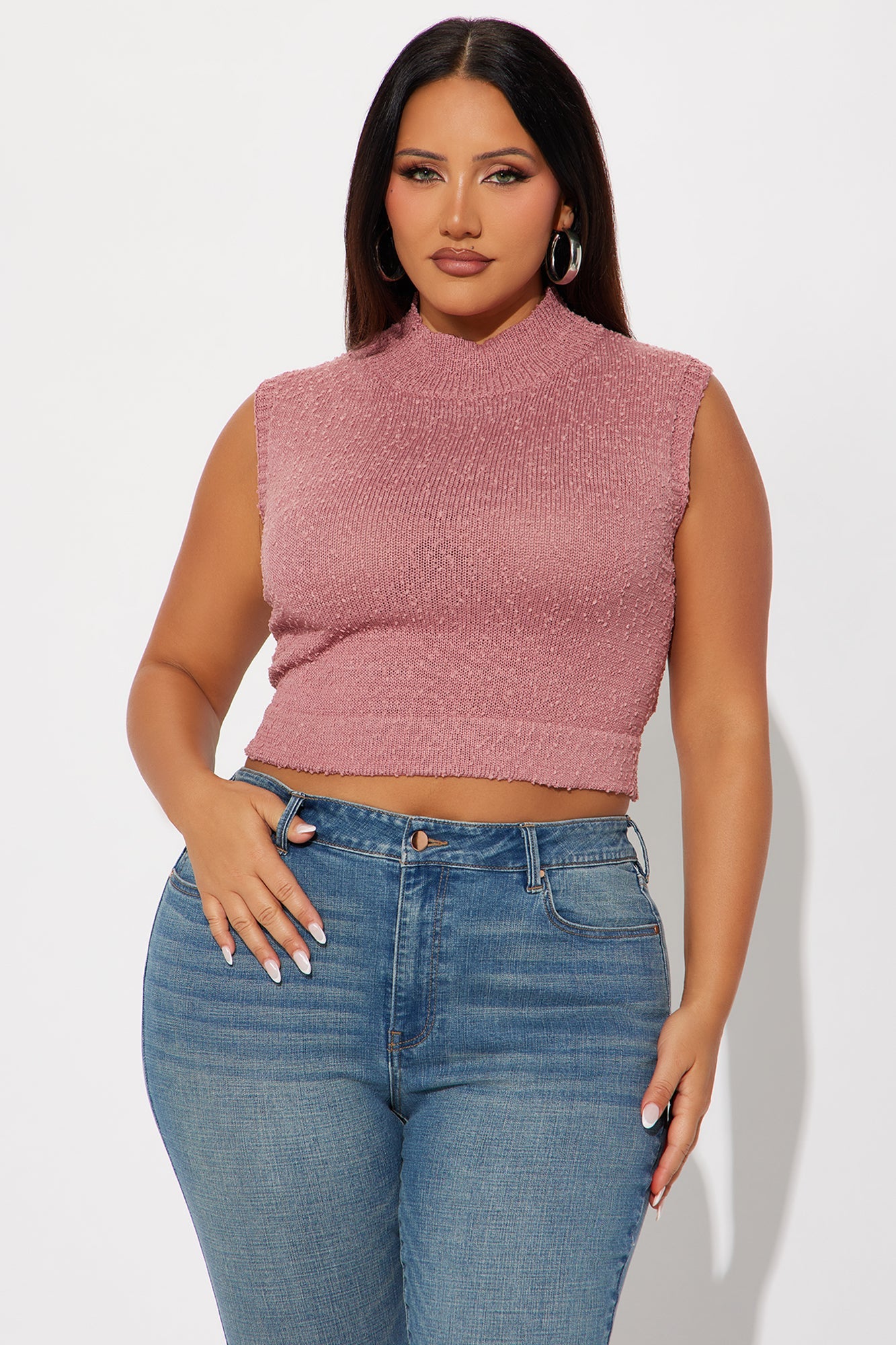 Ride It Out Turtle Neck Sweater Top - Mauve