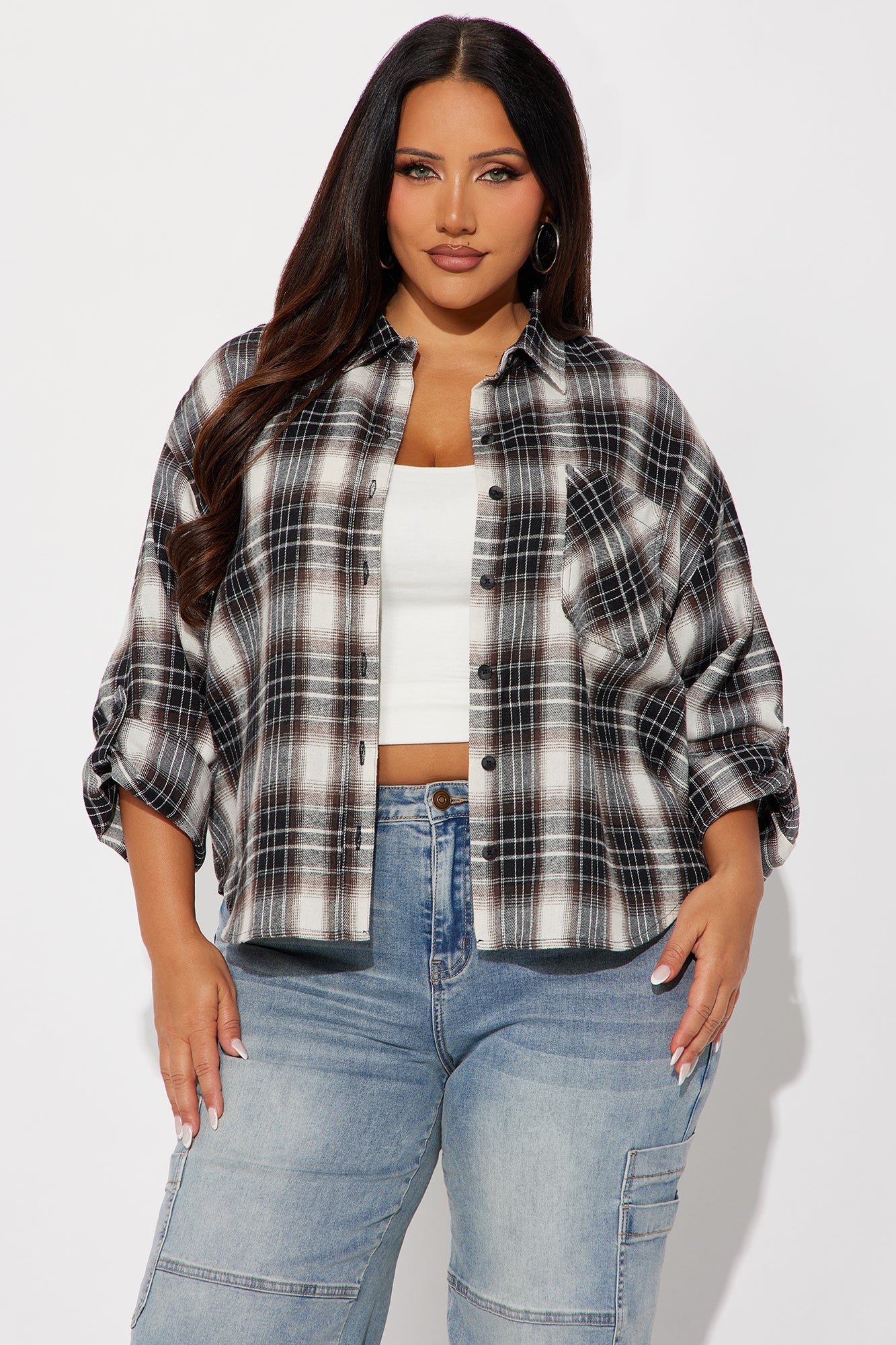 Out Here Flannel Plaid Shirt - Black/combo