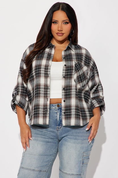 Out Here Flannel Plaid Shirt - Black/combo