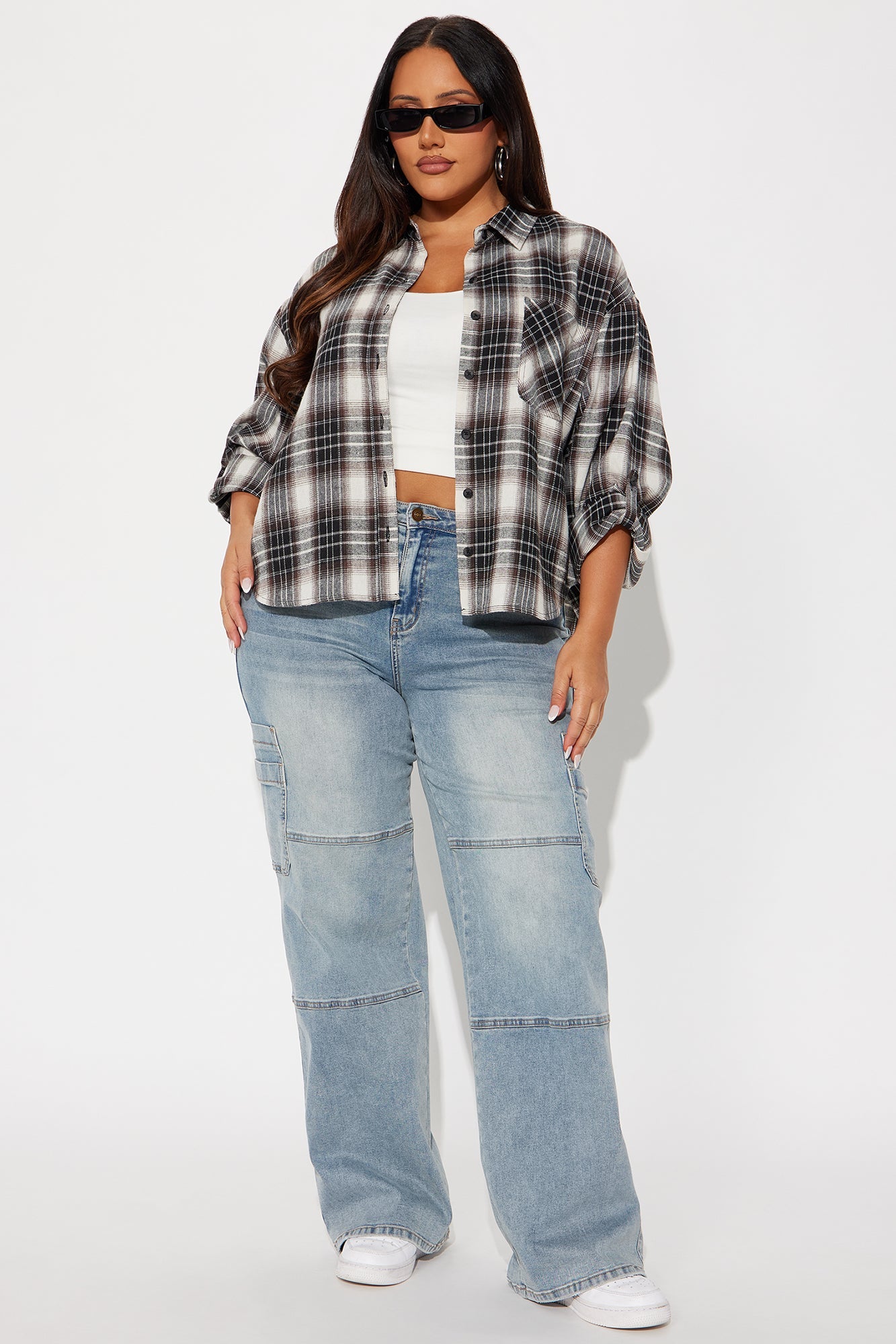 Out Here Flannel Plaid Shirt - Black/combo