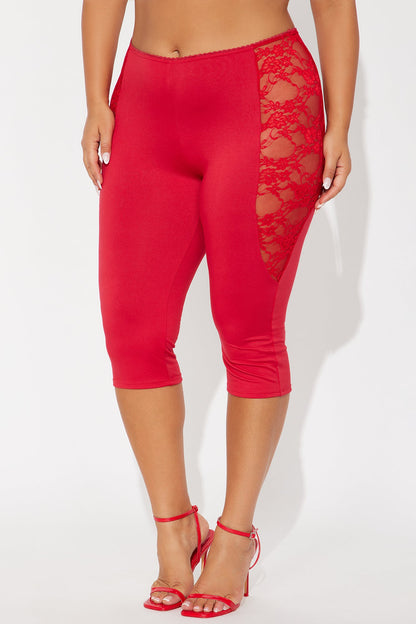 Beneath The Thorns Lace Capri Legging - Red