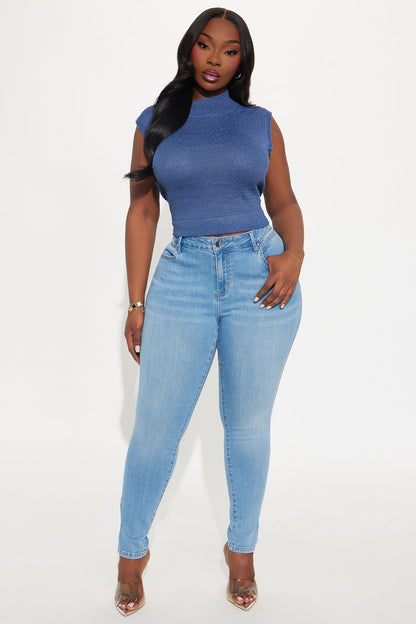 Ride It Out Turtle Neck Sweater Top - Navy