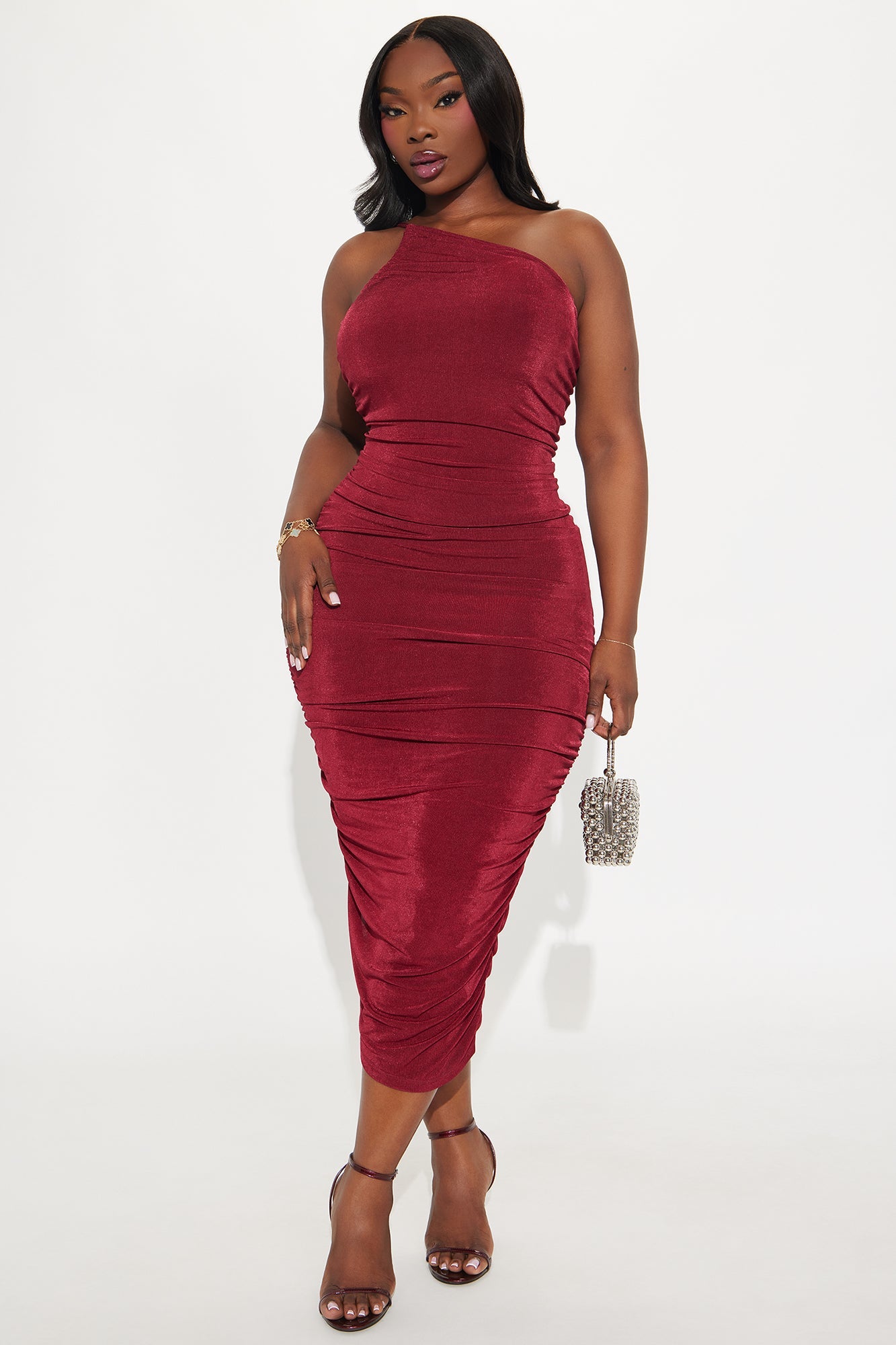 On Board Slinky Midi Dress - Wine