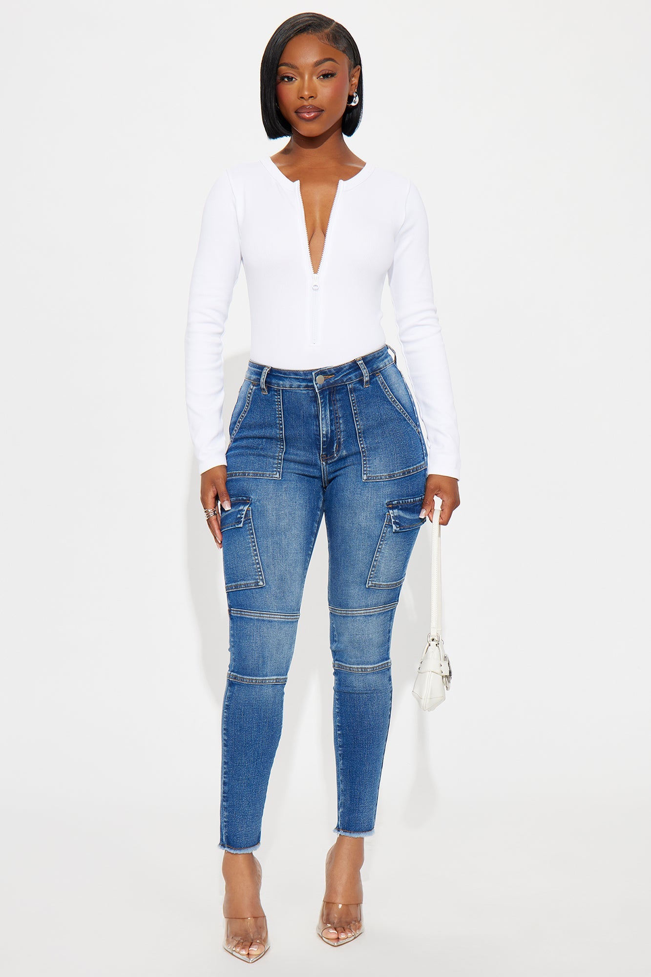 Guilty Pleasure Cargo Skinny Jeans - Medium Wash