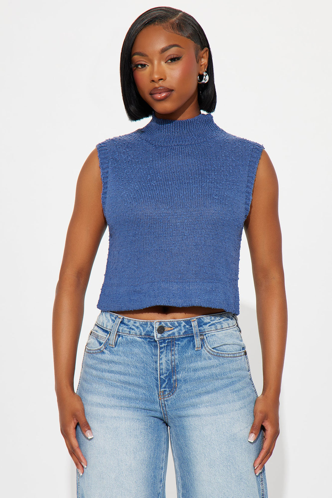 Ride It Out Turtle Neck Sweater Top - Navy