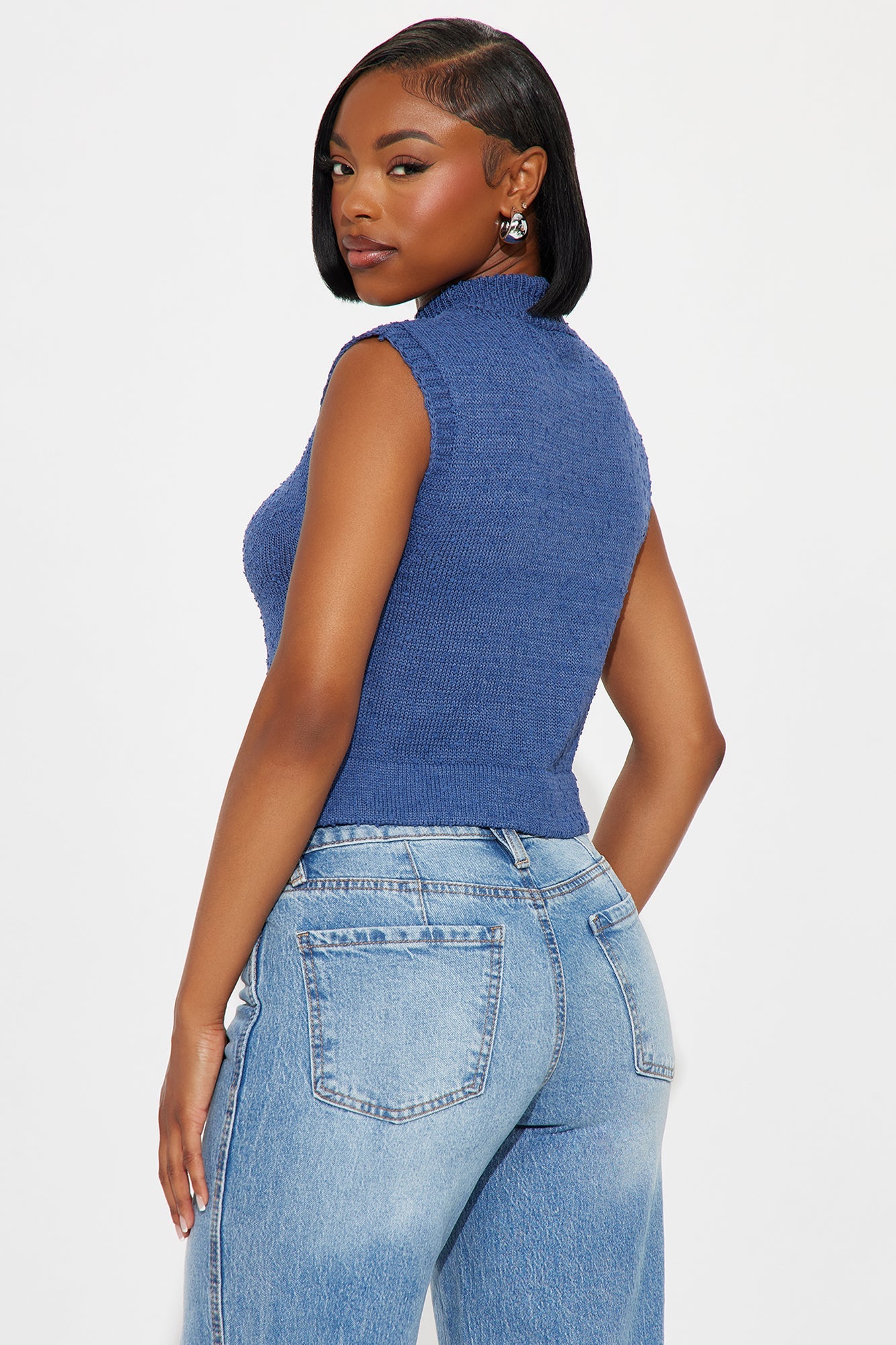Ride It Out Turtle Neck Sweater Top - Navy
