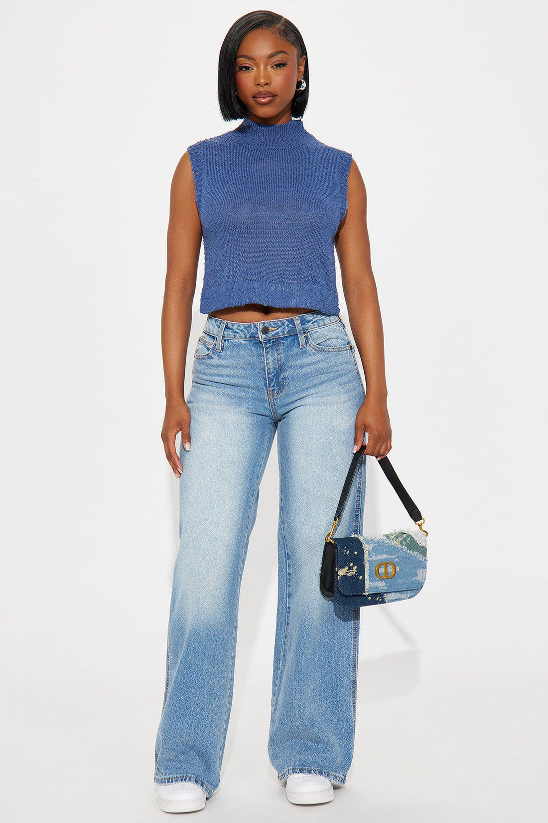 Ride It Out Turtle Neck Sweater Top - Navy