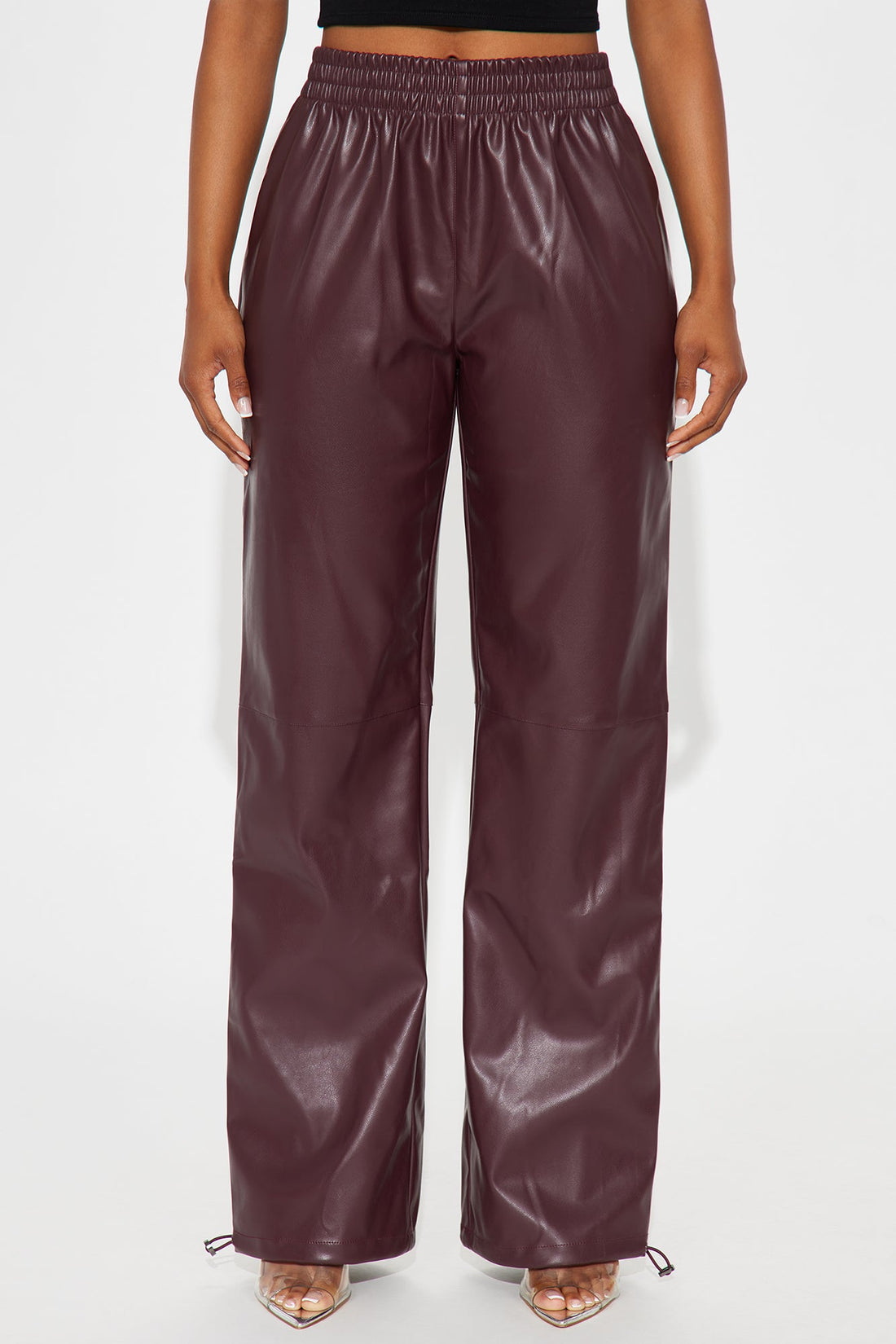 Dana Faux Leather Jogger Pant - Burgundy