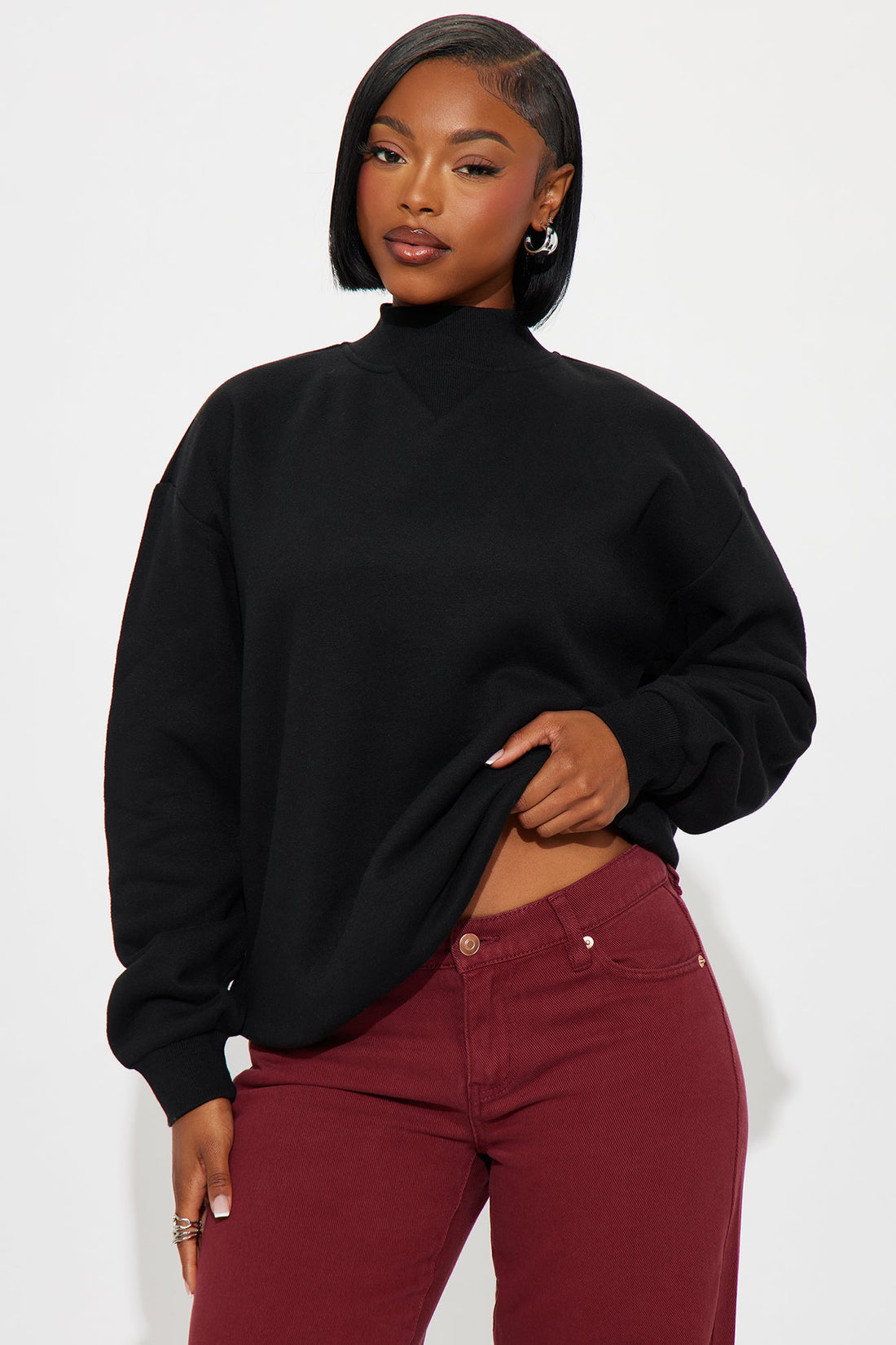 The Classic Mock Neck Sweatshirt - Black