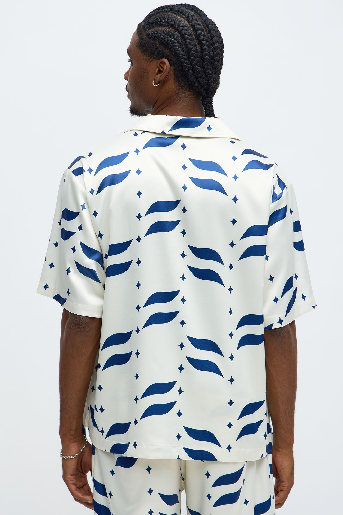 Relaxed Star Panel Button Up Shirt - Cream/combo