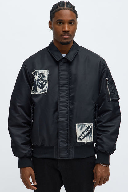 Patch Utility Zip Bomber Jacket - Black