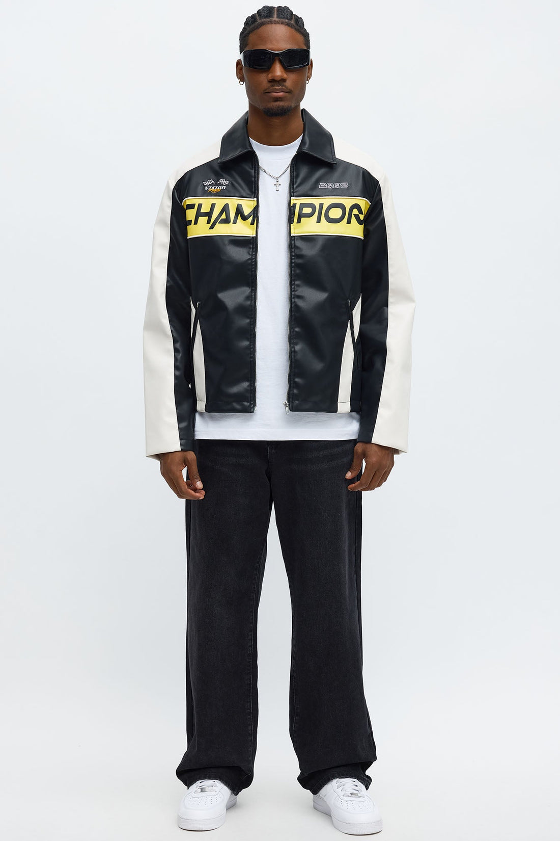 Relaxed Racer Moto Zip Jacket - Black/combo