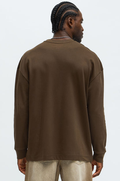 Oversized Premium Everyday Long Sleeve Tee - Chocolate