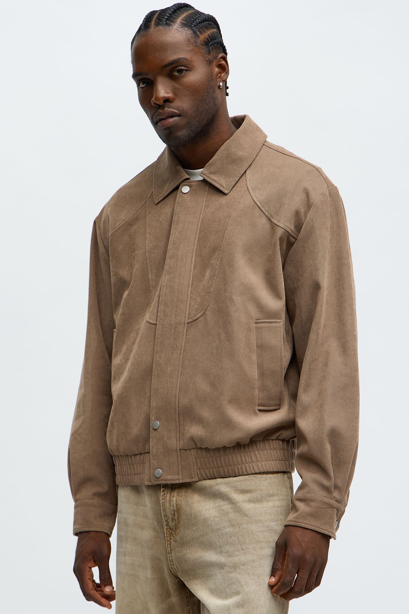 Side Street Paneled Bomber Jacket - Brown