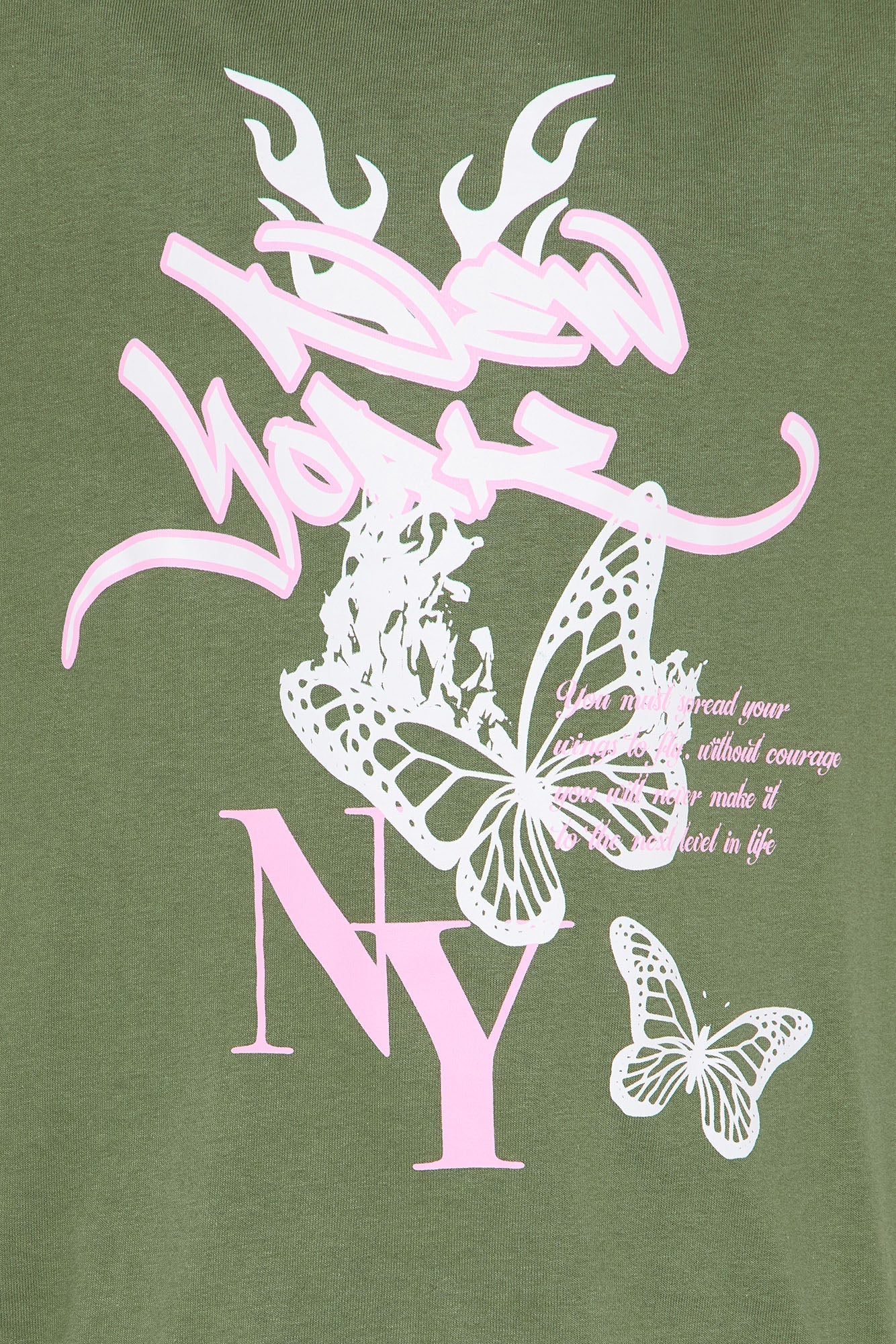 Mini New York Butterfly Oversized Tee - Dark Olive