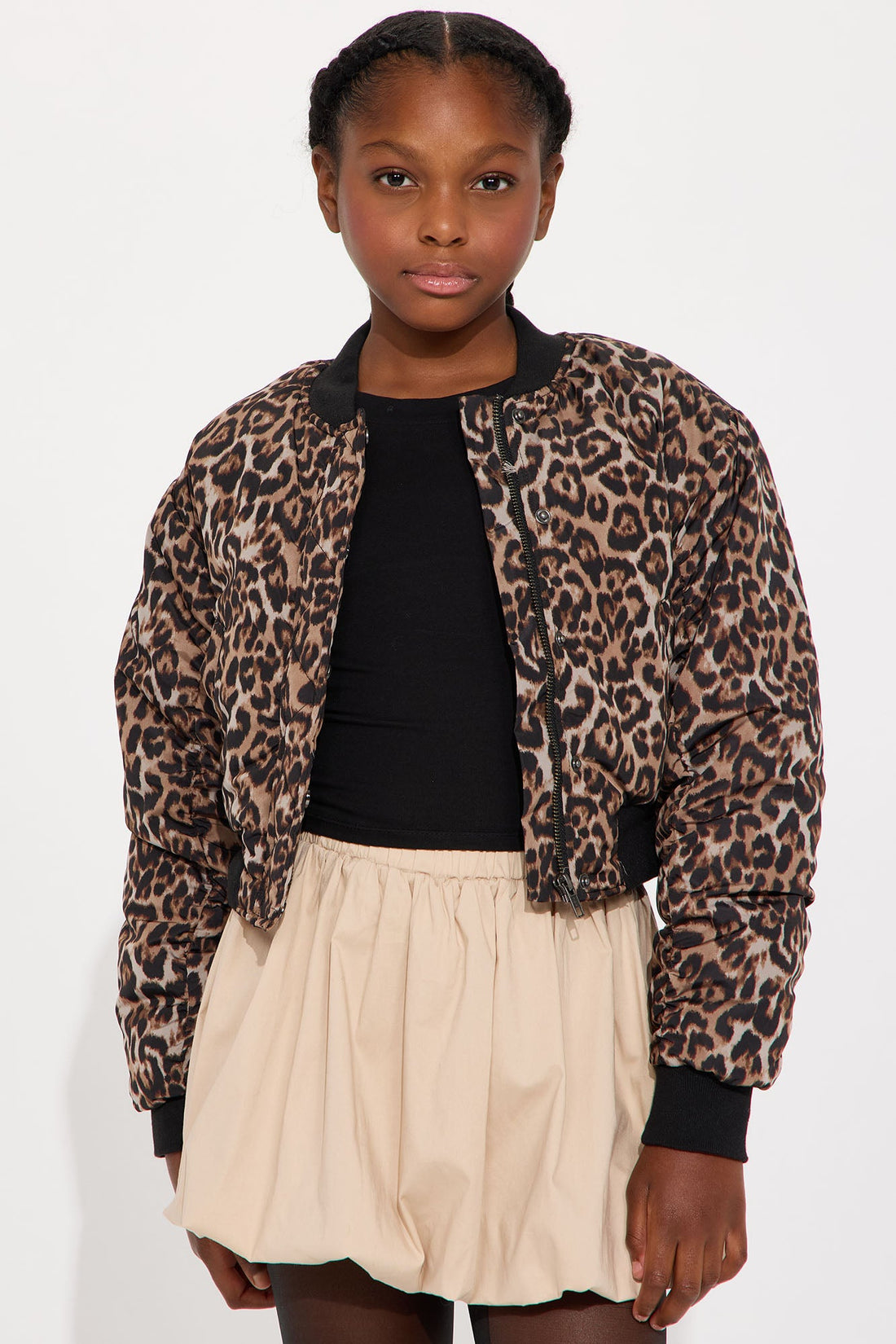 Mini Nelle Animal Print Bomber Jacket - Leopard