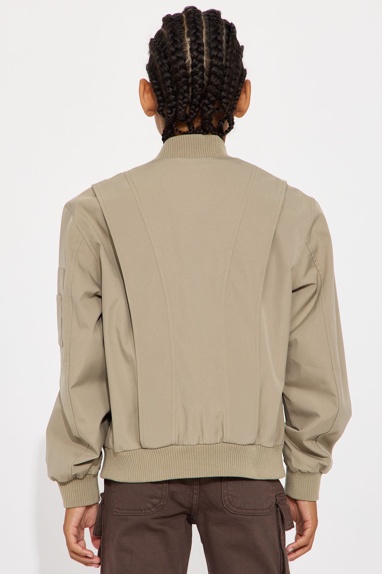 Mini Paneled Utility Bomber Jacket - Taupe