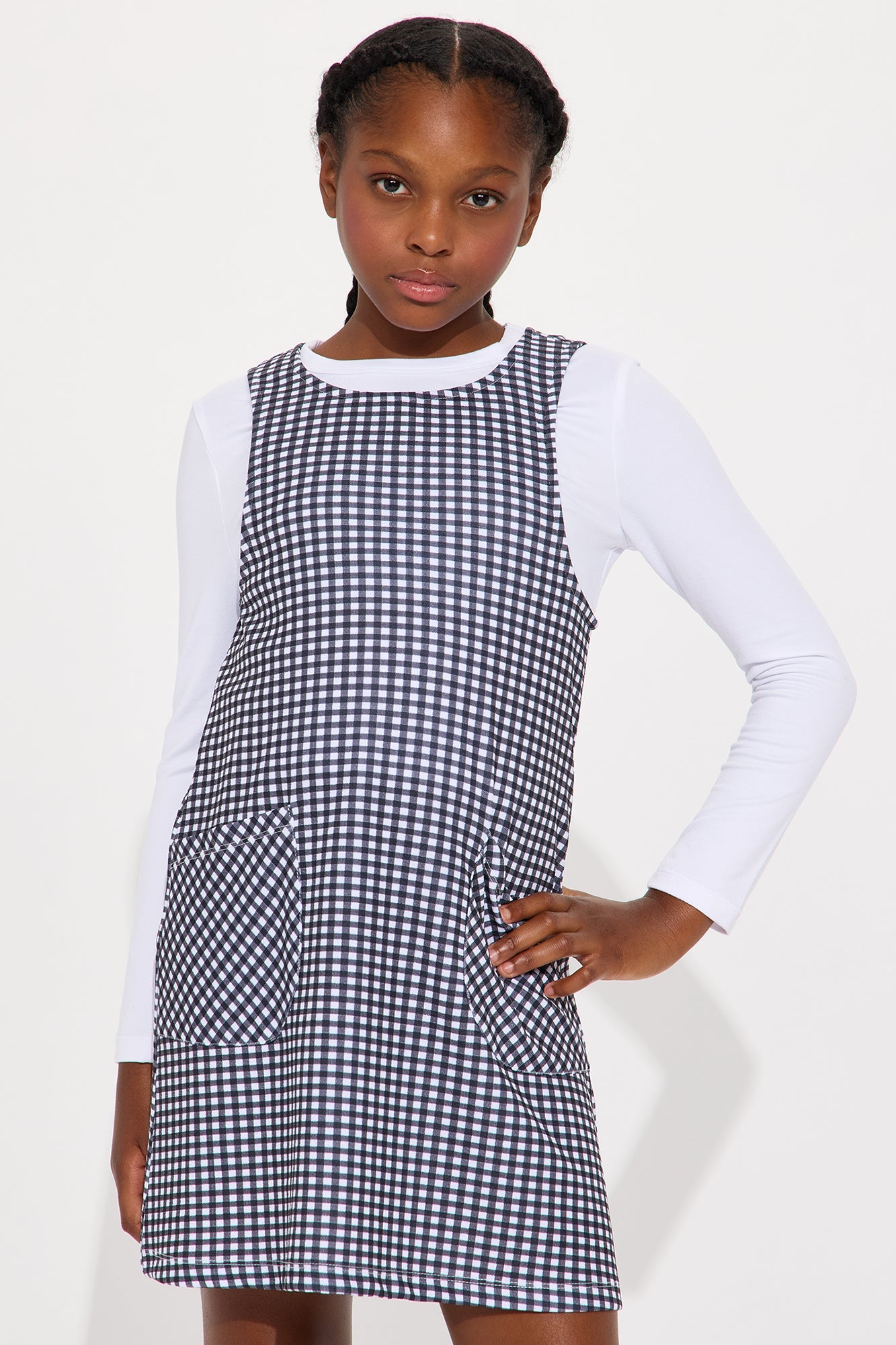 Mini Casey Long Sleeve 2Fer Dress - Black/White