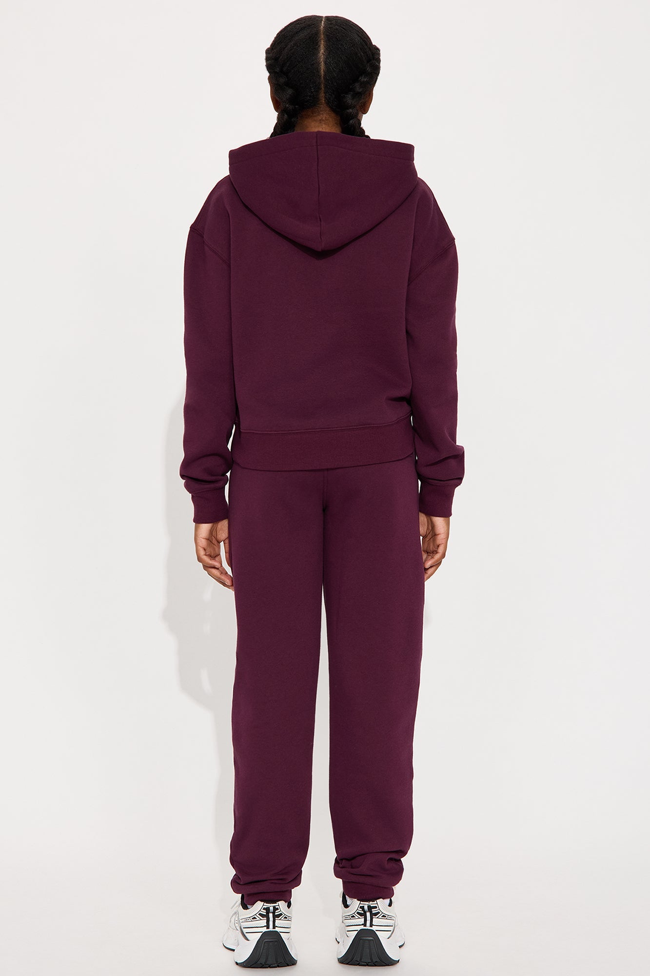 Mini Relaxed Vibe Solid Hoodie And Jogger Pant Set - Plum