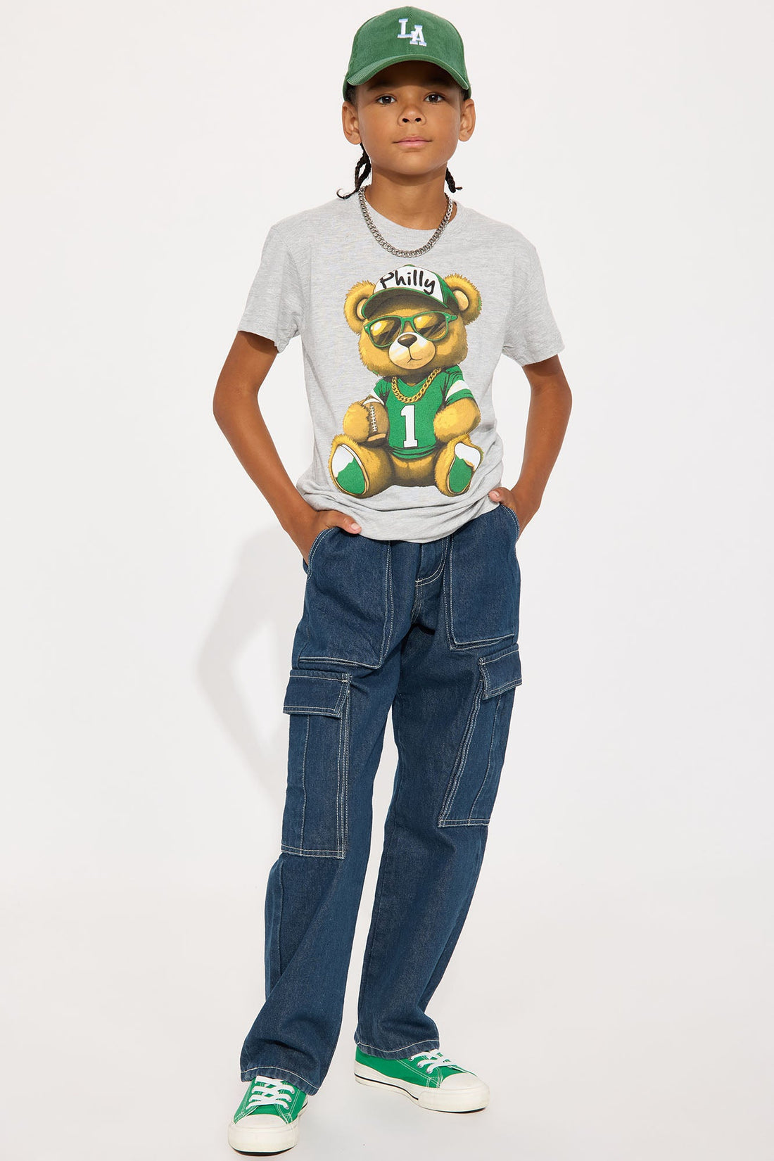 Mini Philadelphia Bear Short Sleeve Tee - Heather Grey