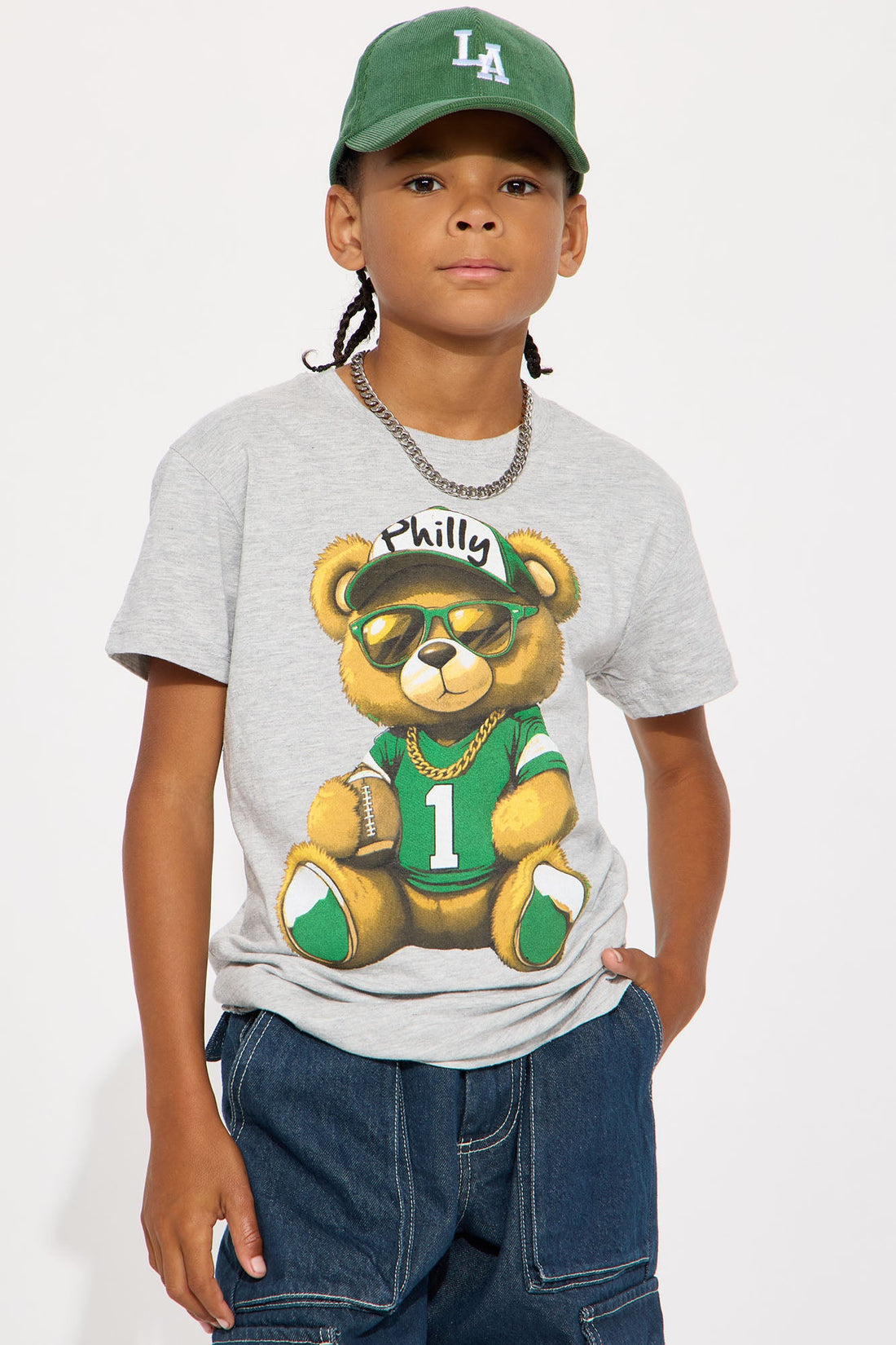 Mini Philadelphia Bear Short Sleeve Tee - Heather Grey