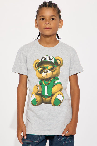 Mini Philadelphia Bear Short Sleeve Tee - Heather Grey