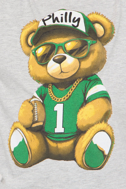 Mini Philadelphia Bear Short Sleeve Tee - Heather Grey