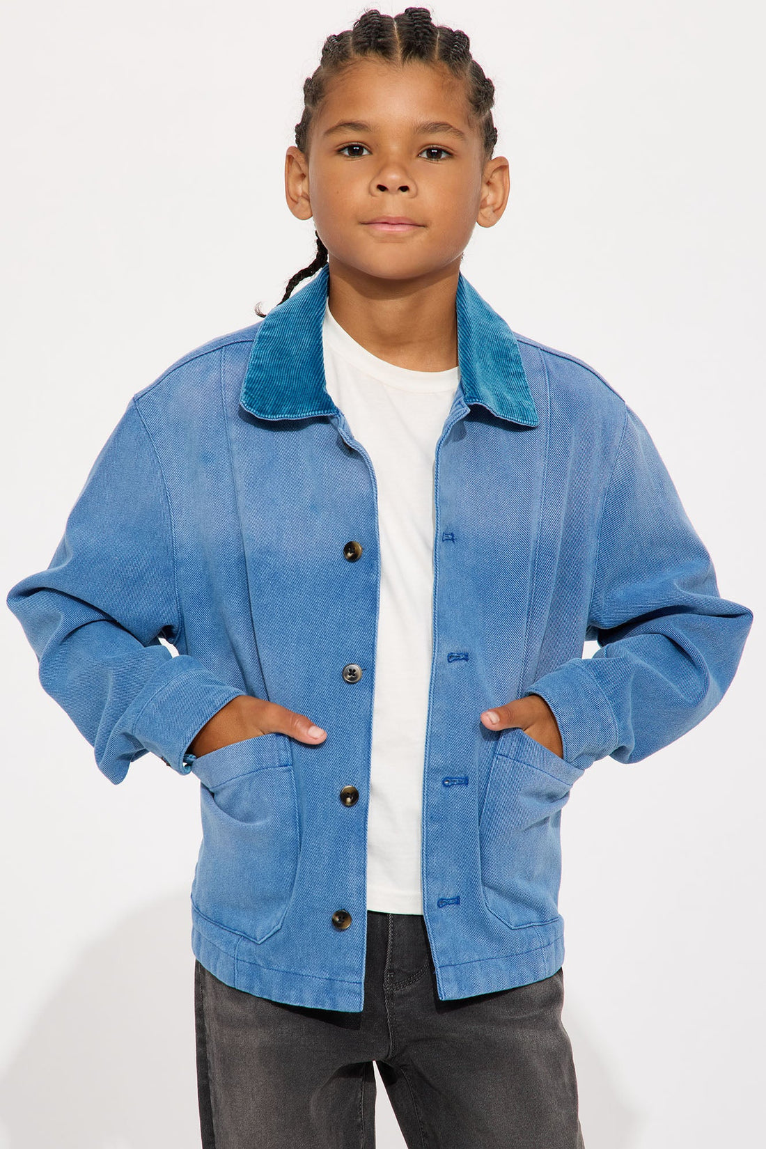 Mini Elevated Collar Work Jacket - Blue