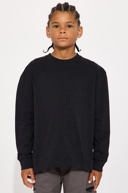 Mini Oversized Heavyweight Long Sleeve Tee - Black