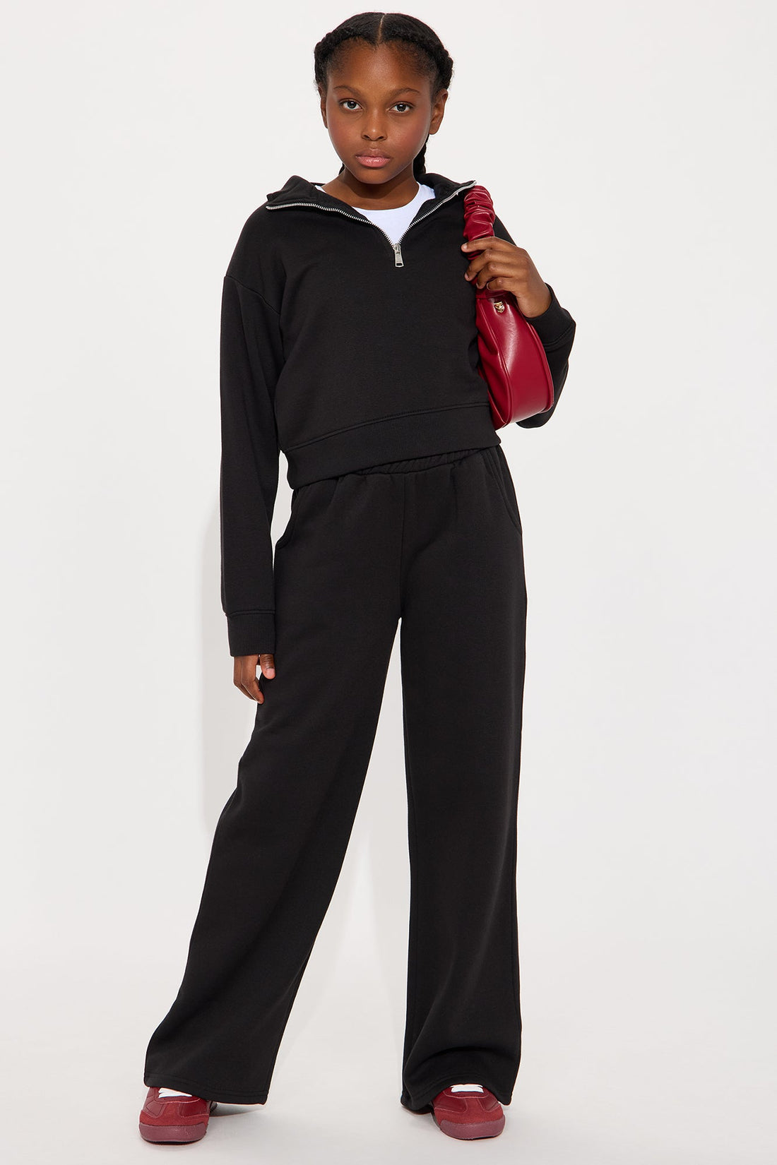 Mini Stole Your Bestie Wide Leg Sweatpants - Black